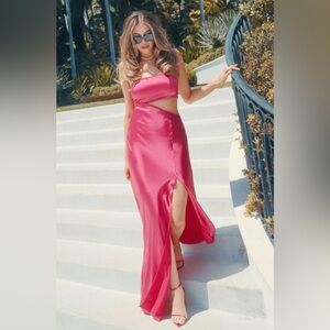 Jane cut out satin maxi dress